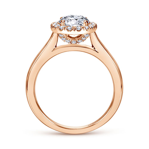 14K Rose Gold Round Halo Diamond Engagement Ring