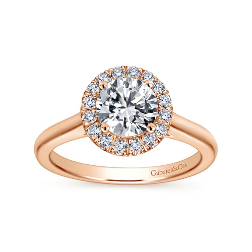 14K Rose Gold Round Halo Diamond Engagement Ring