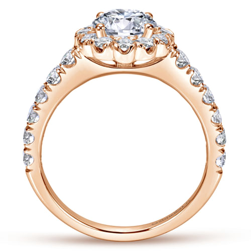 14K Rose Gold Round Halo Diamond Engagement Ring