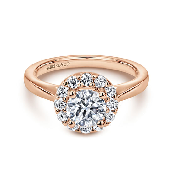 Gabriel - 14K Rose Gold Round Halo Diamond Engagement Ring