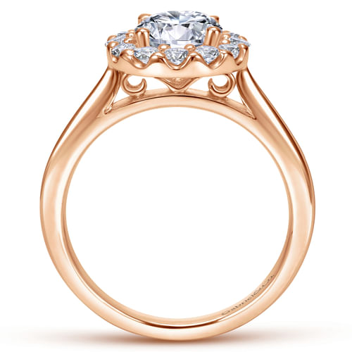 14K Rose Gold Round Halo Diamond Engagement Ring
