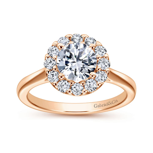 14K Rose Gold Round Halo Diamond Engagement Ring