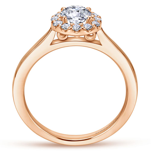 14K Rose Gold Round Halo Diamond Engagement Ring