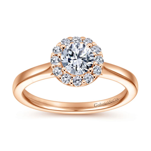 14K Rose Gold Round Halo Diamond Engagement Ring