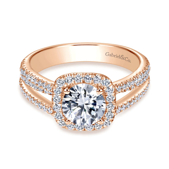 Gabriel - 14K Rose Gold Round Halo Diamond Engagement Ring
