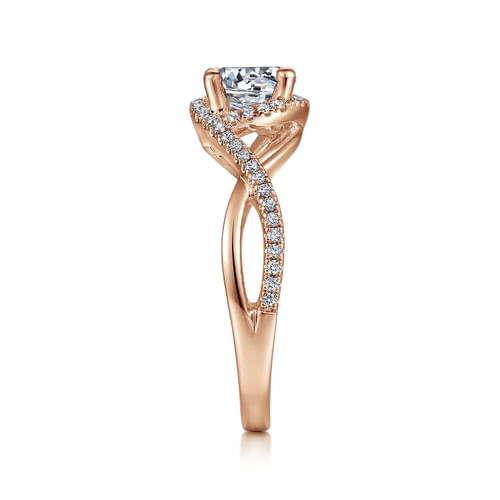 14K Rose Gold Round Halo Diamond Engagement Ring