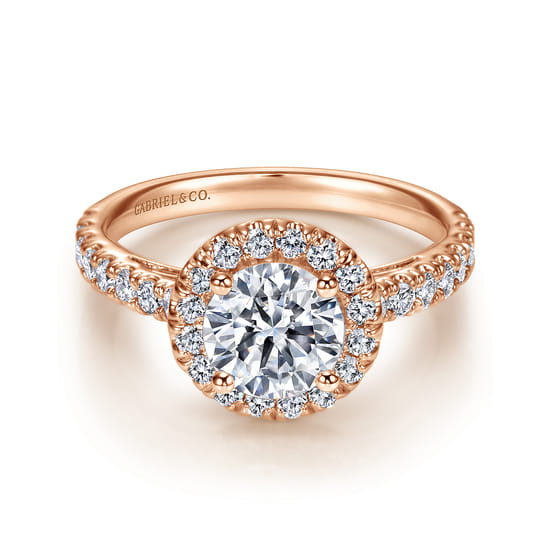 Gabriel - 14K Rose Gold Round Halo Diamond Engagement Ring