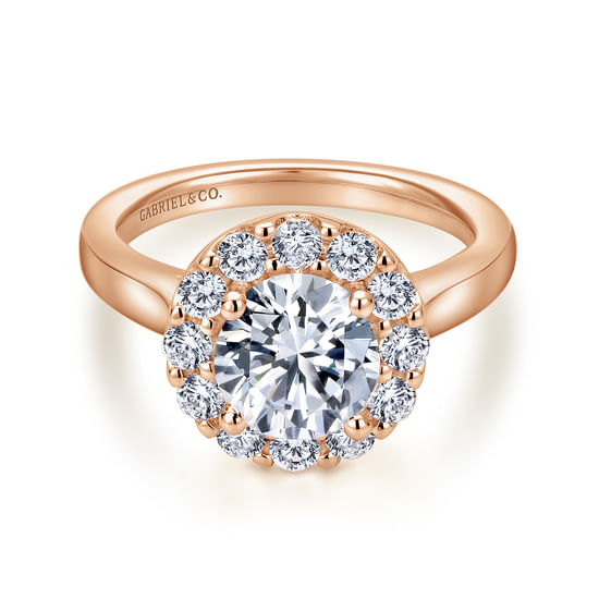 Gabriel - 14K Rose Gold Round Halo Diamond Engagement Ring