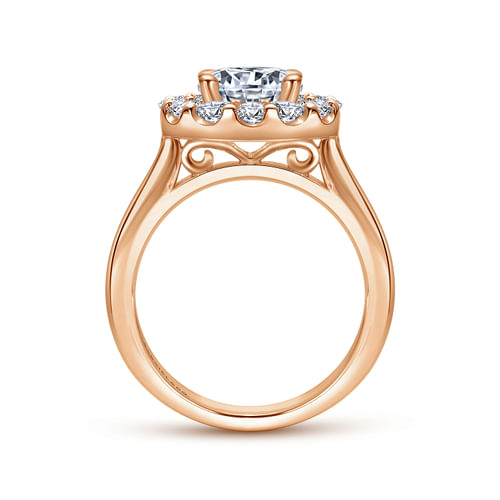 14K Rose Gold Round Halo Diamond Engagement Ring