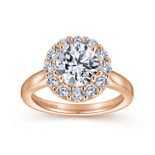 14K Rose Gold Round Halo Diamond Engagement Ring