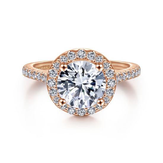 Gabriel - 14K Rose Gold Round Halo Diamond Engagement Ring
