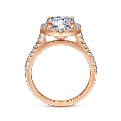 14K Rose Gold Round Halo Diamond Engagement Ring