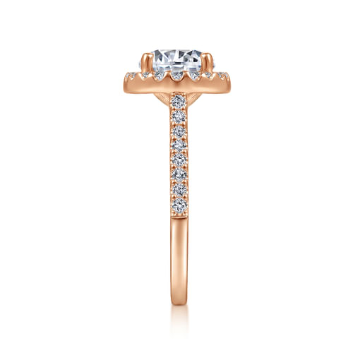 14K Rose Gold Round Halo Diamond Engagement Ring