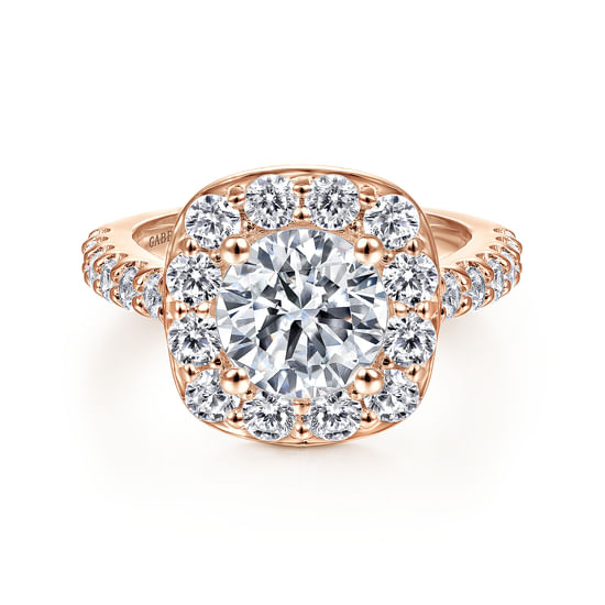 Gabriel - 14K Rose Gold Round Halo Diamond Engagement Ring