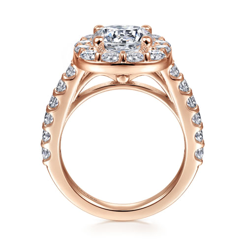 14K Rose Gold Round Halo Diamond Engagement Ring