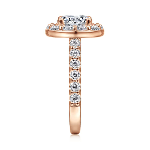 14K Rose Gold Round Halo Diamond Engagement Ring