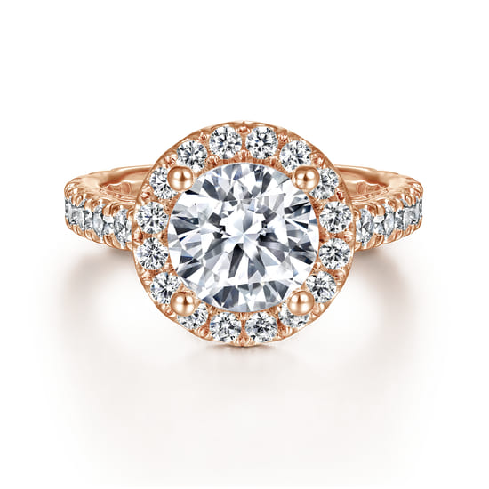 Gabriel - 14K Rose Gold Round Halo Diamond Engagement Ring
