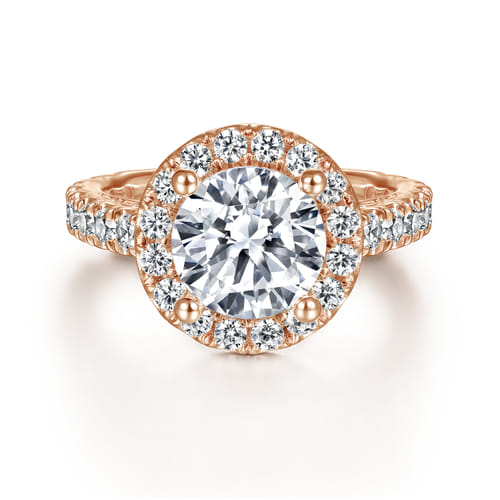 14K Rose Gold Round Halo Diamond Engagement Ring 14K Rose Gold Round Halo Diamond Engagement Ring