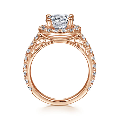 14K Rose Gold Round Halo Diamond Engagement Ring 14K Rose Gold Round Halo Diamond Engagement Ring