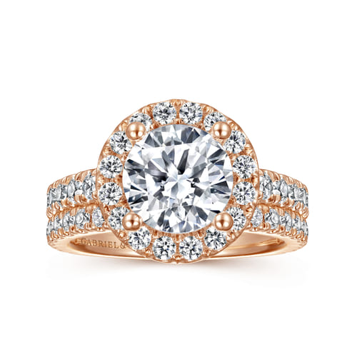 14K Rose Gold Round Halo Diamond Engagement Ring 14K Rose Gold Round Halo Diamond Engagement Ring