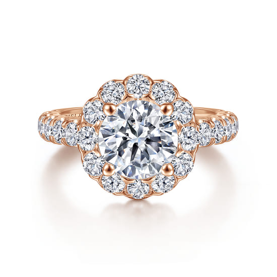 Gabriel - 14K Rose Gold Round Halo Diamond Engagement Ring
