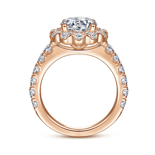 14K Rose Gold Round Halo Diamond Engagement Ring