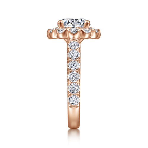 14K Rose Gold Round Halo Diamond Engagement Ring