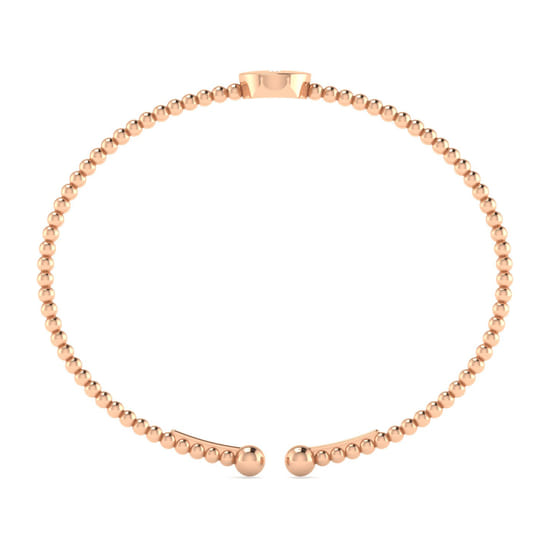 14K Rose Gold Round I Initial Diamond Bujukan Cuff Bracelet angle 3