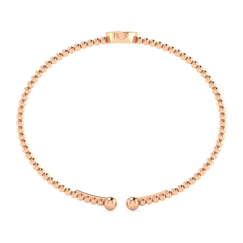 14K Rose Gold Round J Initial Diamond Bujukan Cuff Bracelet