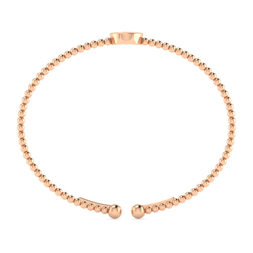 14K Rose Gold Round K Initial Diamond Bujukan Cuff Bracelet