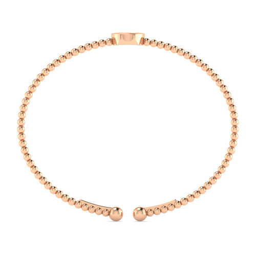 14K Rose Gold Round L Initial Diamond Bujukan Cuff Bracelet