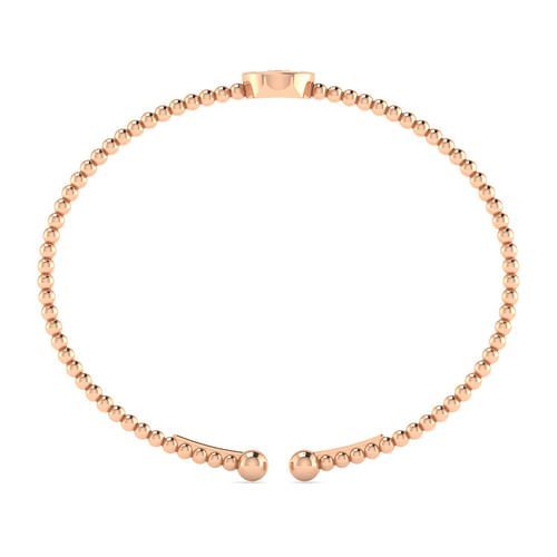 14K Rose Gold Round M Initial Diamond Bujukan Cuff Bracelet