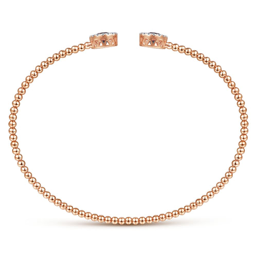 14K Rose Gold Round Manmade Alexandrite and Diamond Halo Bujukan Bangle