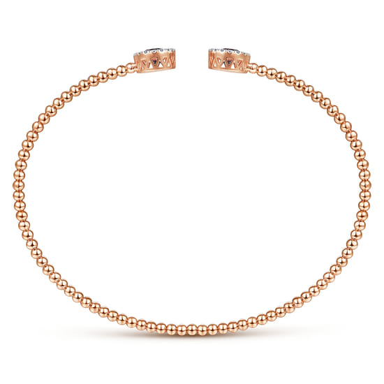 14K Rose Gold Round Manmade Alexandrite and Diamond Halo Bujukan Bangle angle 3