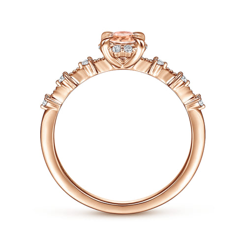 14K Rose Gold Round Morganite and Diamond Halo Ring