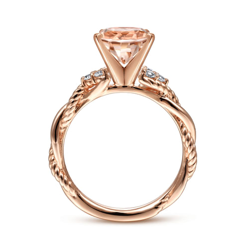 14K Rose Gold Round Morganite and Diamond Twisted Engagement Ring