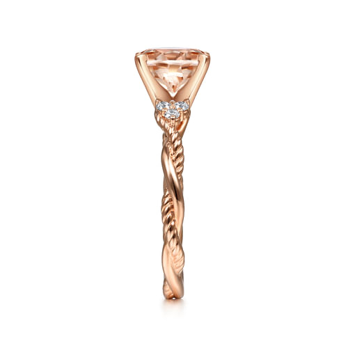 14K Rose Gold Round Morganite and Diamond Twisted Engagement Ring
