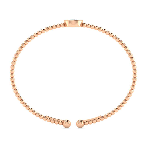 14K Rose Gold Round O Initial Diamond Bujukan Cuff Bracelet