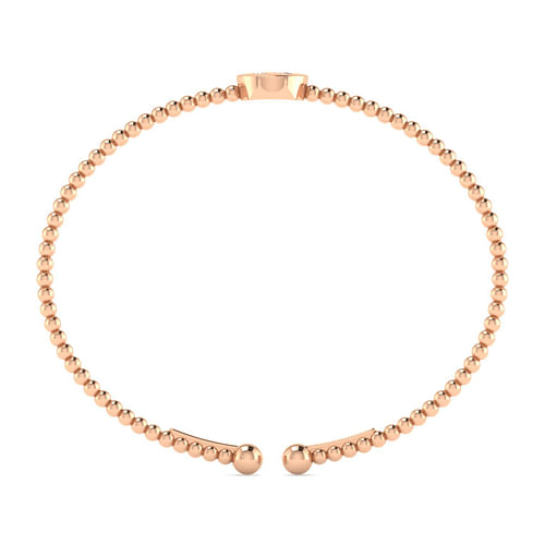 14K Rose Gold Round R Initial Diamond Bujukan Cuff Bracelet