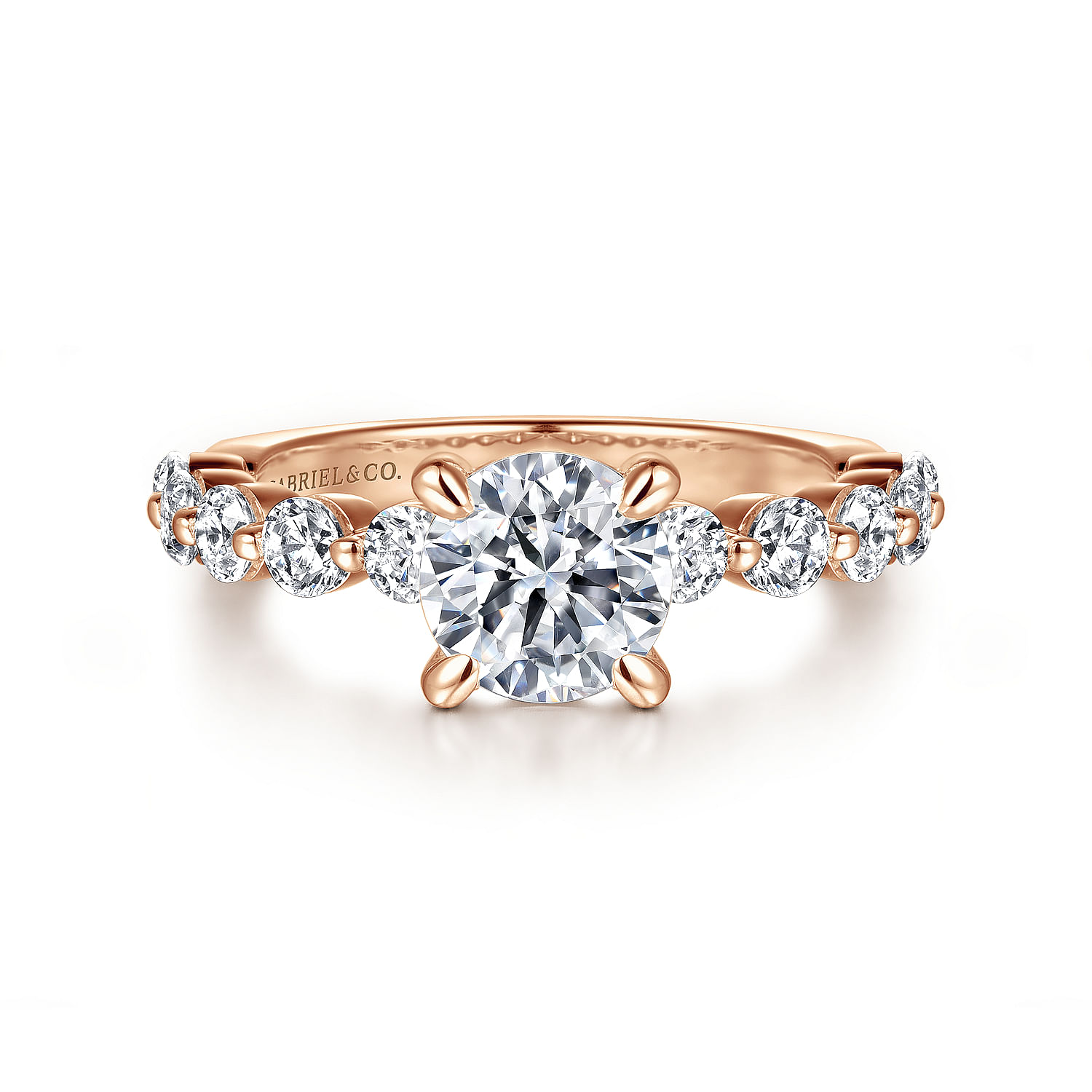 Gabriel - 14K Rose Gold Round Single Prong Diamond Engagement Ring