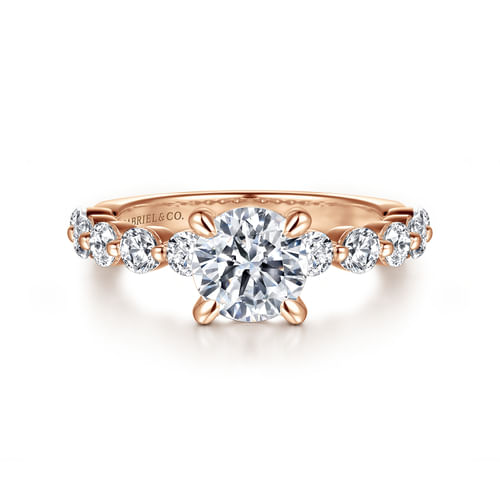 14K Rose Gold Round Single Prong Diamond Engagement Ring