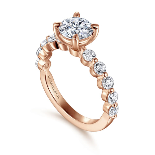 14K Rose Gold Round Single Prong Diamond Engagement Ring