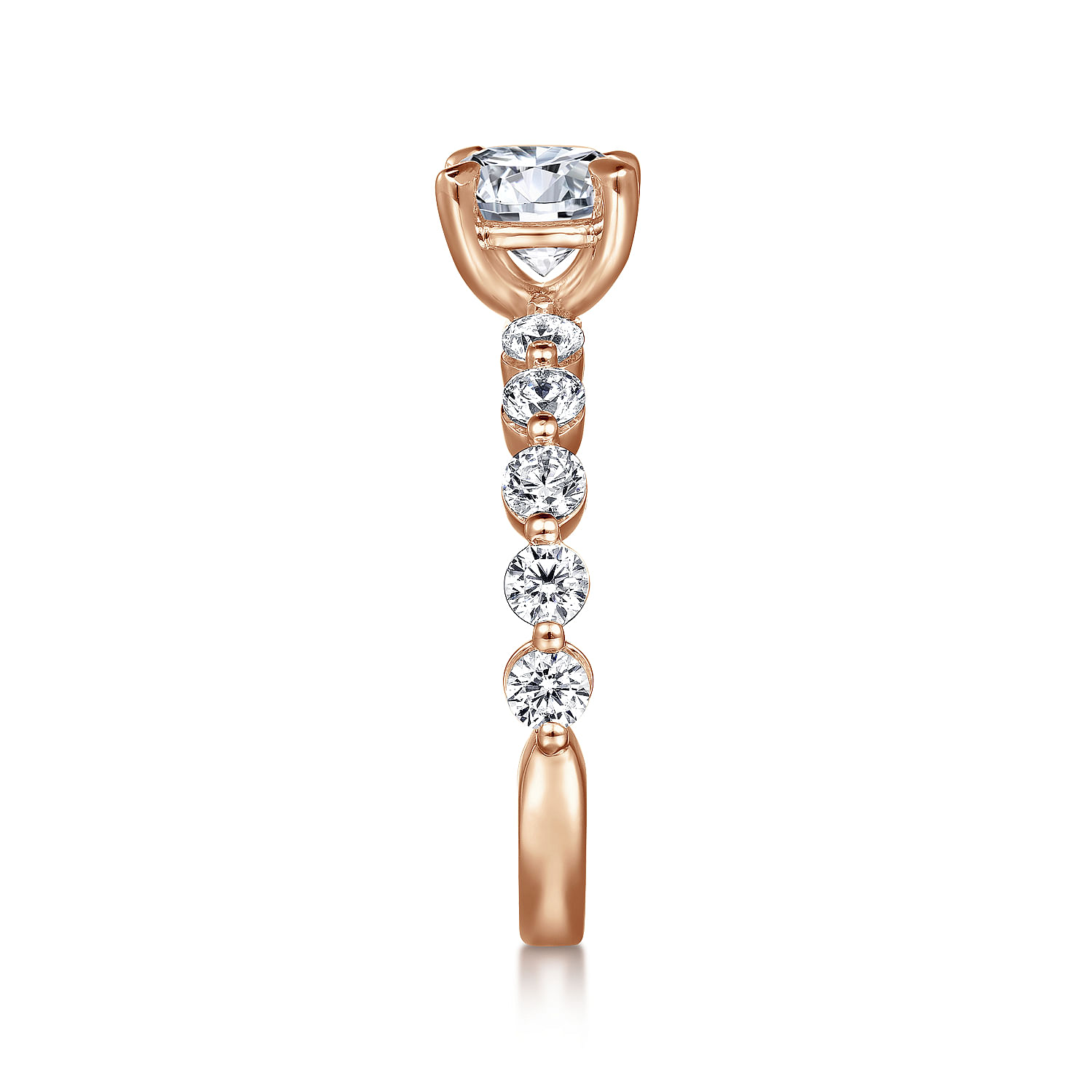 14K Rose Gold Round Single Prong Diamond Engagement Ring