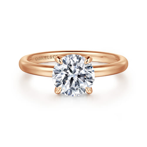 14K Rose Gold Round Solitaire Diamond Engagement Ring