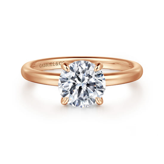 Gabriel - 14K Rose Gold Round Solitaire Diamond Engagement Ring