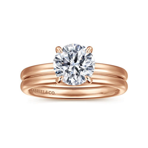 14K Rose Gold Round Solitaire Diamond Engagement Ring