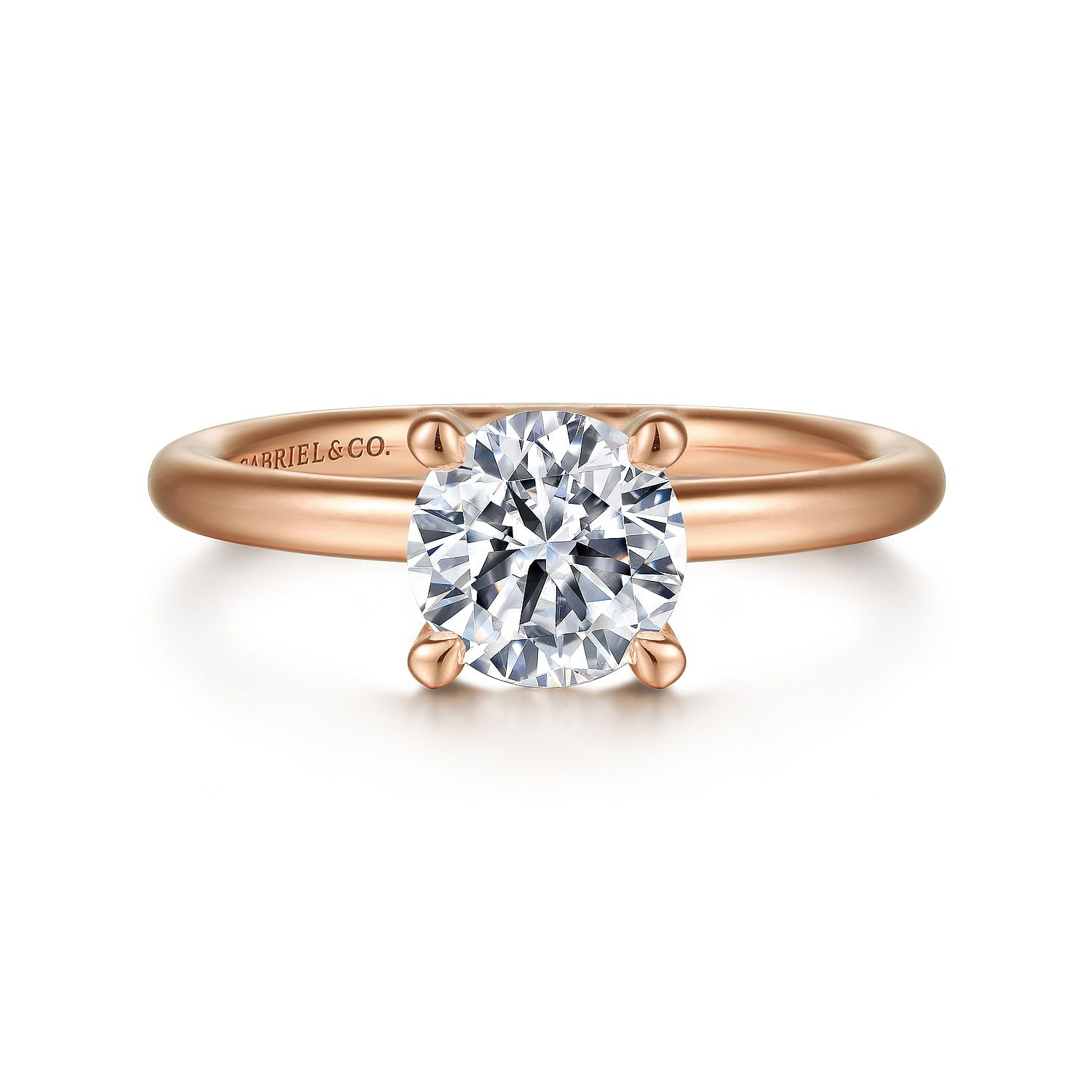 Gabriel - 14K Rose Gold Round Solitaire Engagement Ring