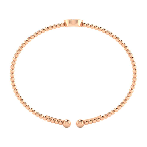 14K Rose Gold Round T Initial Diamond Bujukan Cuff Bracelet