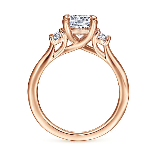 14K Rose Gold Round Three Stone Diamond Engagement Ring