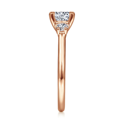 14K Rose Gold Round Three Stone Diamond Engagement Ring